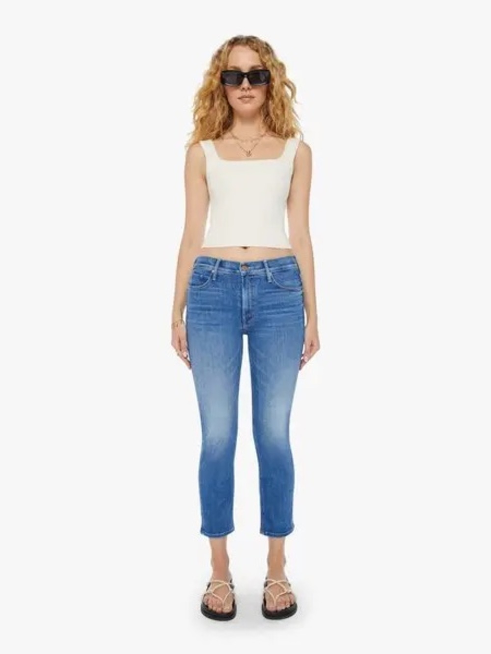Mother mid rise dazzler cropped jeans